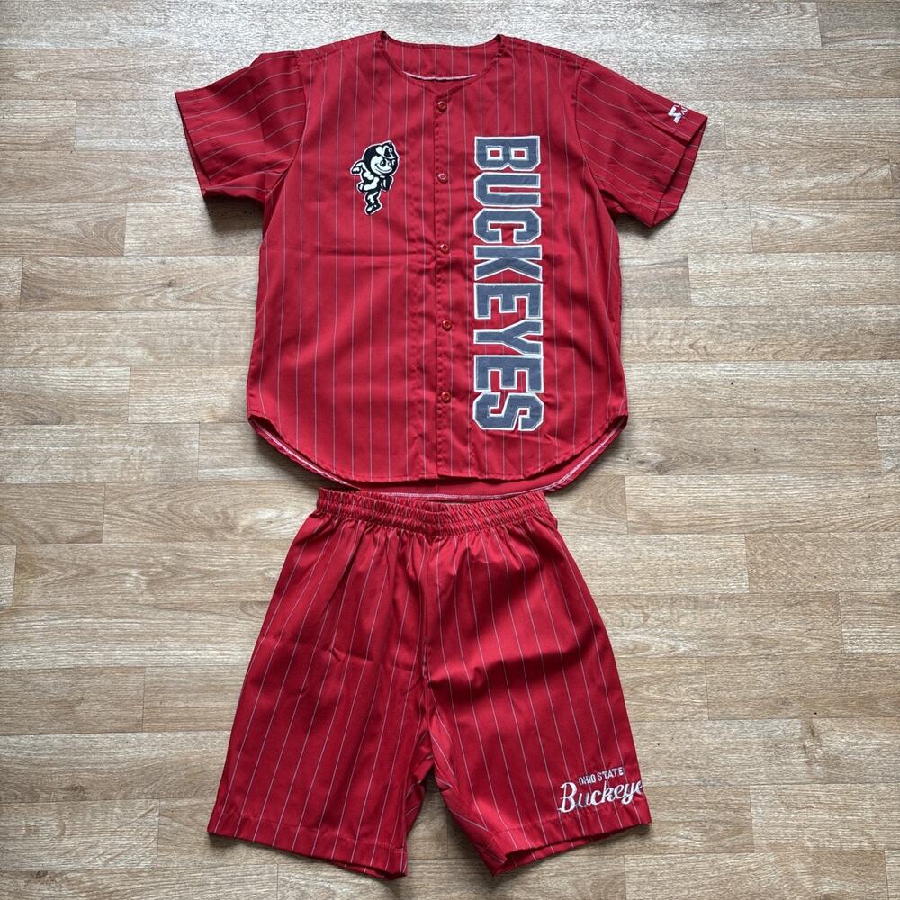 Vintage Ohio State Buckeyes Baseball Jersey Shorts 80s 90s Starter Red S M ? Set